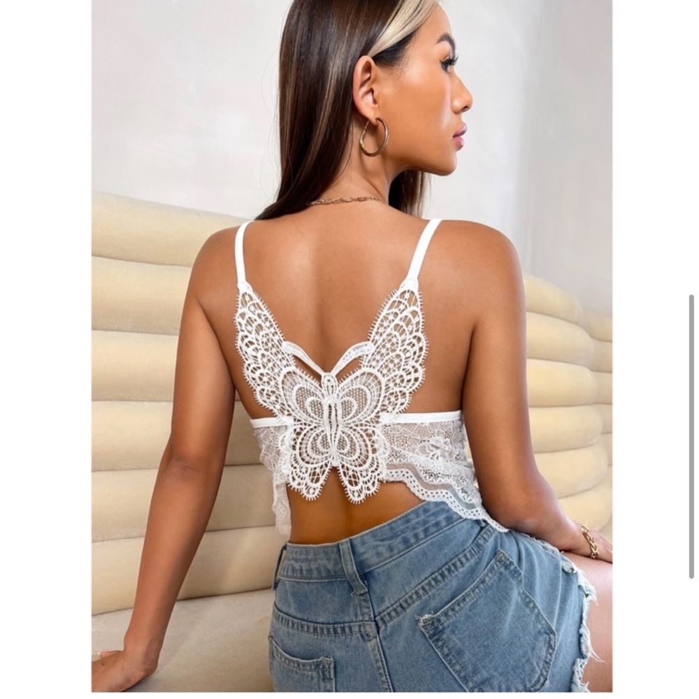 Butterfly Back White Lace Cami Top - Picture 4 of 7